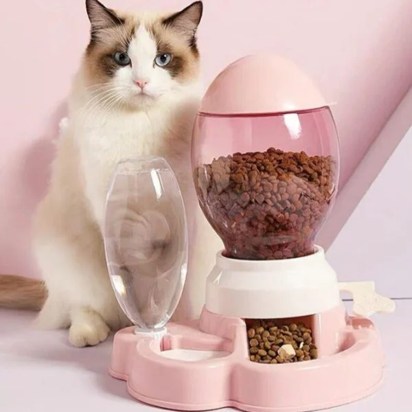 Plato con Dispensador automático de comida y agua para mascota