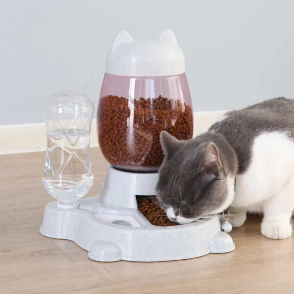 Plato con Dispensador automático de agua y comida | 2 en 1