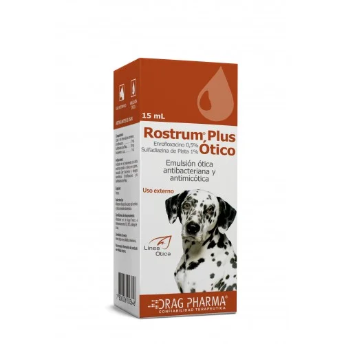Dragpharma Rostrum Plus Otico (Enrofloxacina Y Sulfadiazina De Plata) X 15 ML - Imagen 1