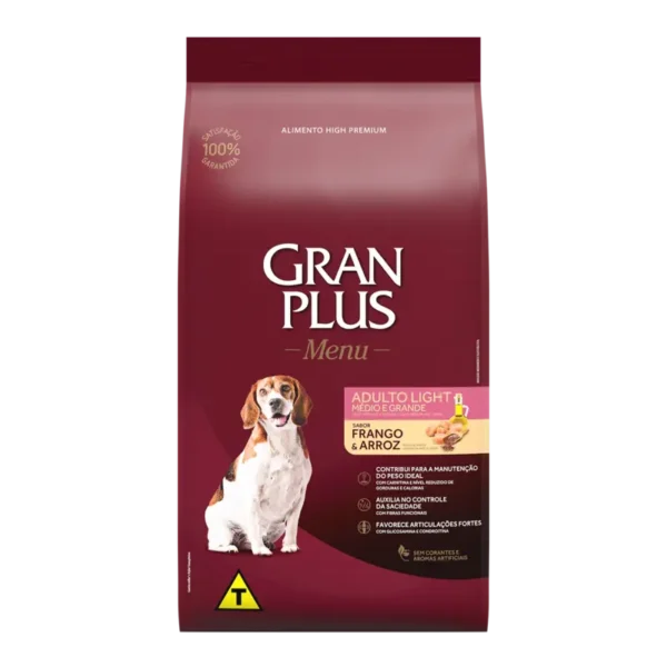 comida para perro adulto gran plus light pollo y arroz de 15kg en Mastica