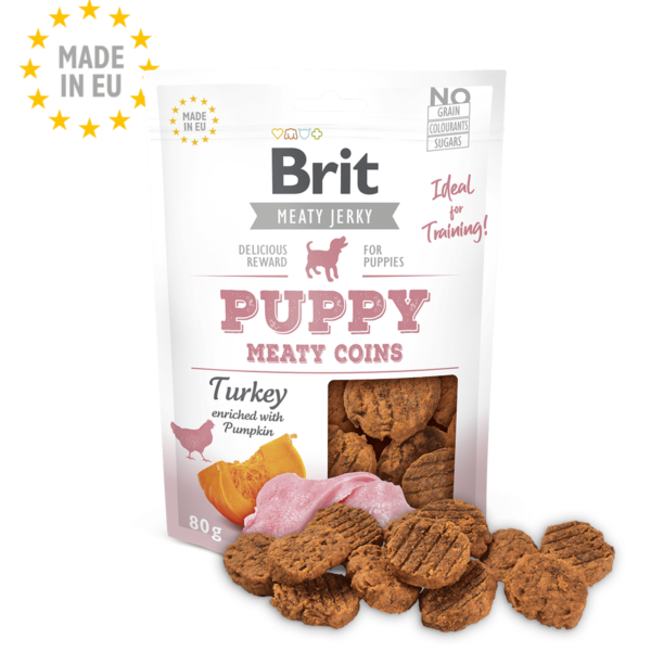 Brit Jerky Snack Pavo Meaty Coins para Cachorro 80g