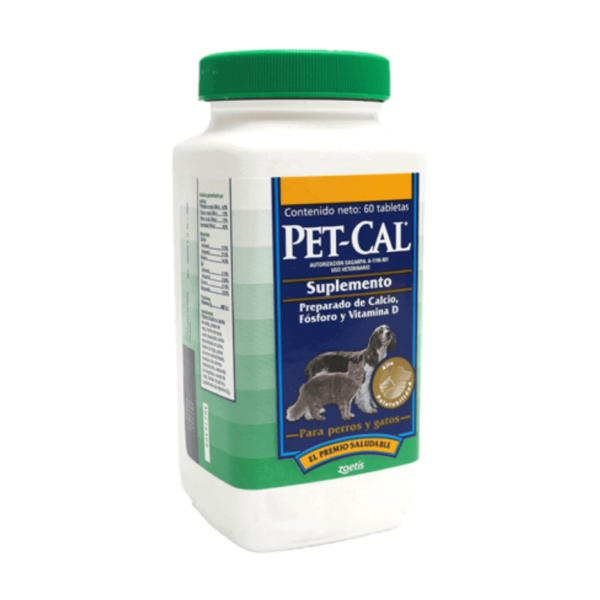 Pet Cal x 60 Tabs | Suplemento Calcio para Perros y Gatos