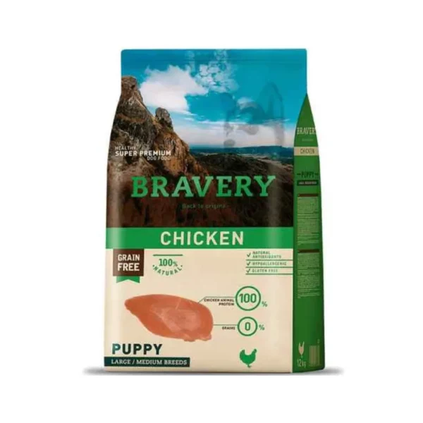alimento seco super premium bravery chicken puppy large medium breeds con envío a todo el país