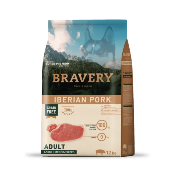 alimento bravery iberian pork adult large medium breeds al mejor precio en mastica