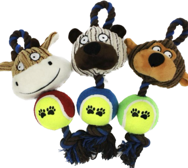 Juguete Mordedor para Perro con Cuerda, Pelota y Peluche
