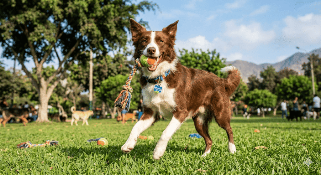 Perro feliz y saludable con buena alimentación en Perú